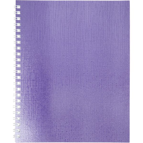 Тетрадь А5, 96 л., клетка, 65 г/м², на гребне, облож. бумвинил, тисн. "сатин", Hatber Metallic_Фиолетовая