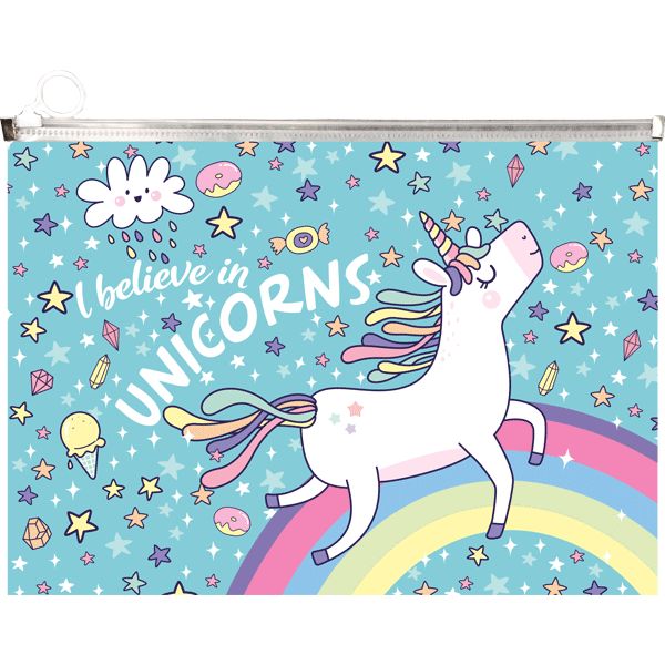 Папка-конверт на zip-молнии, А4, PP 180 мкм, непрозр., с расширением, deVENTE I believe in Unicorns Акция!!! Папка-конверт на zip-молнии, А4, PP 180 мкм, непрозр., с расширением, deVENTE I believe in Unicorns Акция!!!