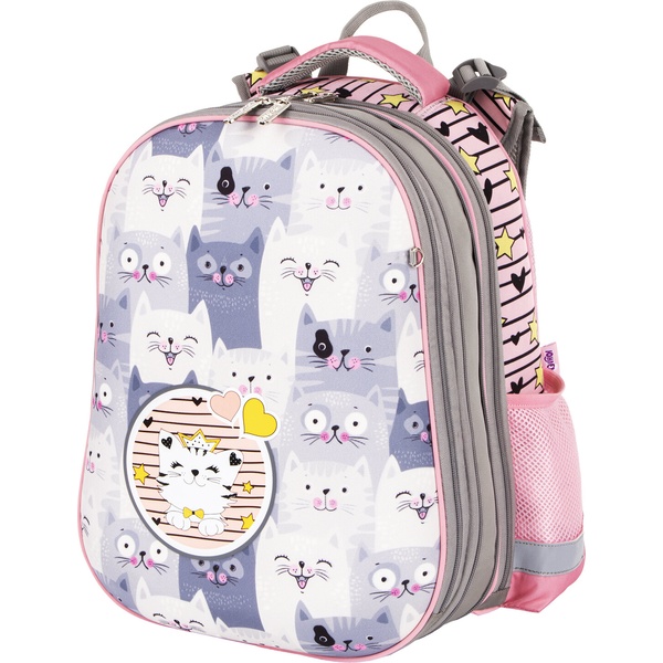 Рюкзак ученический ЮНЛАНДИЯ Extra_Gray kittens, 38*29*18 см, 17 л, 950 г, 2 отд., эрг. спинка