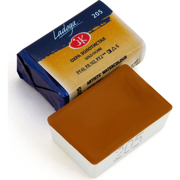 Краска акварельная ЛАДОГА, охра золотистая (G), кювета 2.5 мл Акция!
