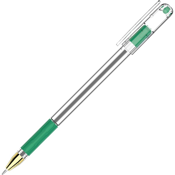 Ручка шариковая зеленая, 0.5 мм, узел-игла, грип резиновый, Luxor Blizz