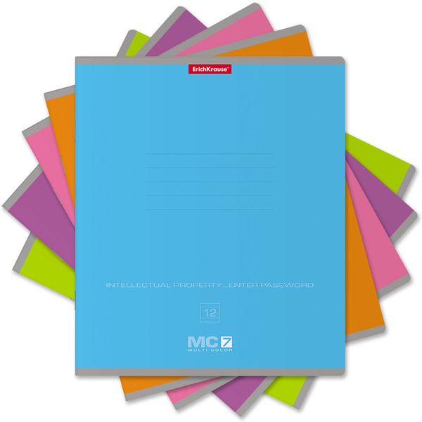 Тетрадь 12 л., линия, 60 г/м2, обл. мел. картон, ErichKrause MC-7_MIX-PACK Тетрадь 12 л., линия, 60 г/м2, обл. мел. картон, ErichKrause MC-7_MIX-PACK