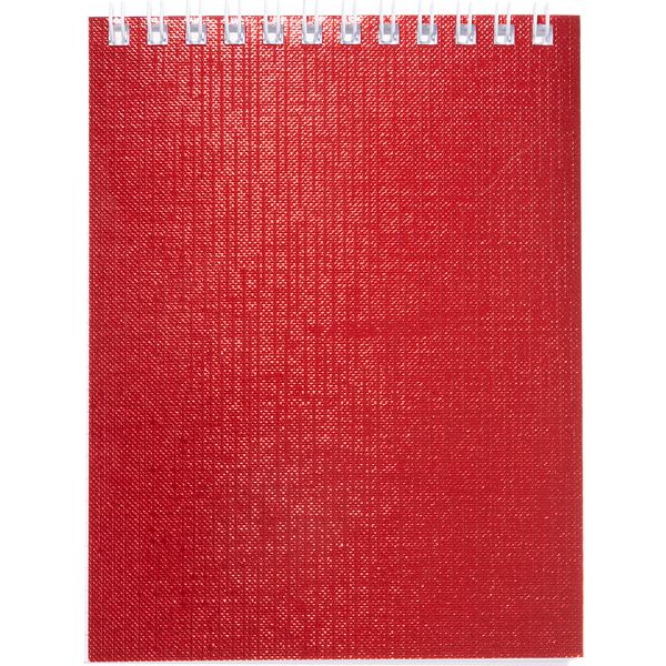 Блокнот на гребне А6, 40 л., клетка, 60 г/м², обл. бумвинил, тисн. "сатин", Hatber Metallic_красный   Акция!