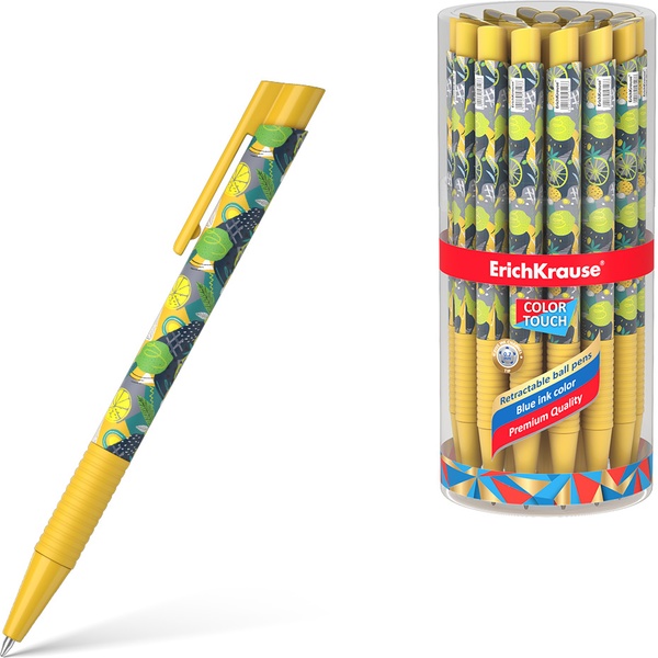 Ручка шариковая автомат., синяя, 0.7 мм, узел Standard, ErichKrause ColorTouch Lime
