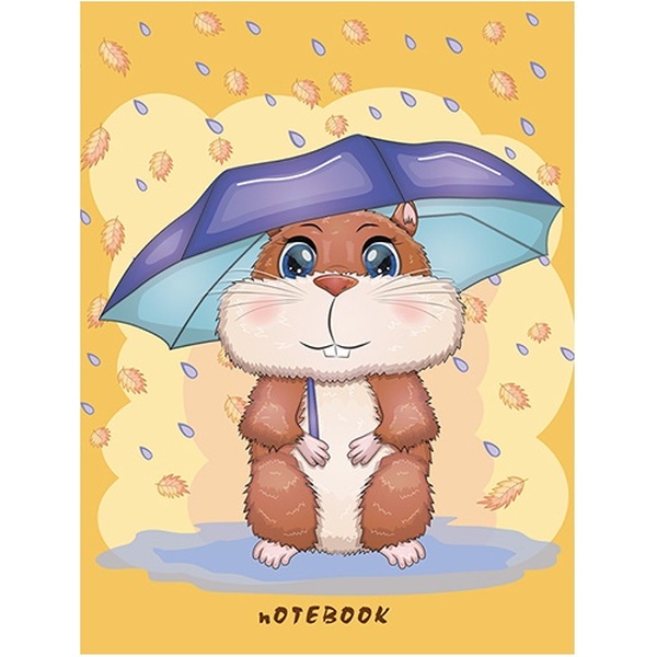 Блокнот на скобе А6, 64 л., нелинов. (стилиз.), 65 г/м², вырубка 4 раздела, PLANO Под зонтиком   Акция!