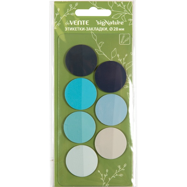 Закладки пластиковые с клеевым краем, Ø 28 мм, 7*20 л., пастел., оттенки синего, deVENTE sigNATURE