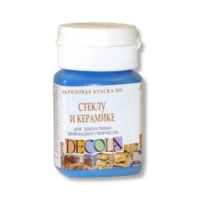 Краска по стеклу и керамике DECOLA, небесно-голубая, банка 50 мл