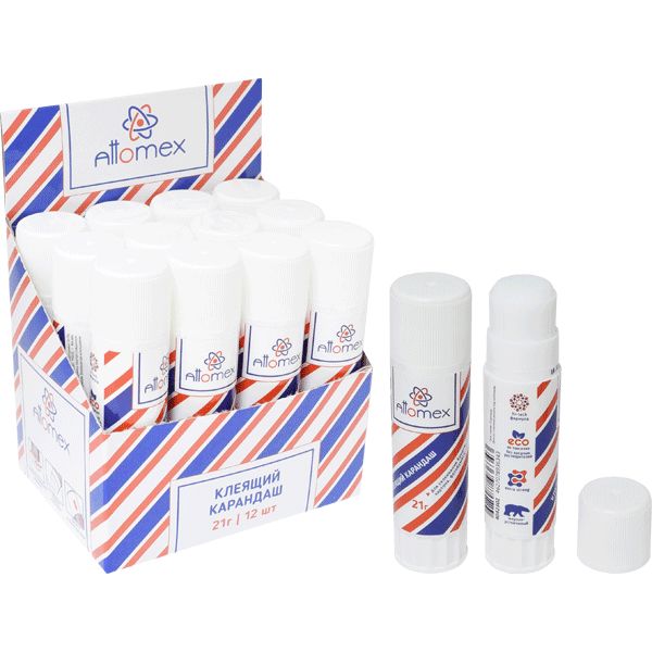 Клей-карандаш 21 г, PVA основа, вр. фикс. 2-3 мин., Eco, Attomex