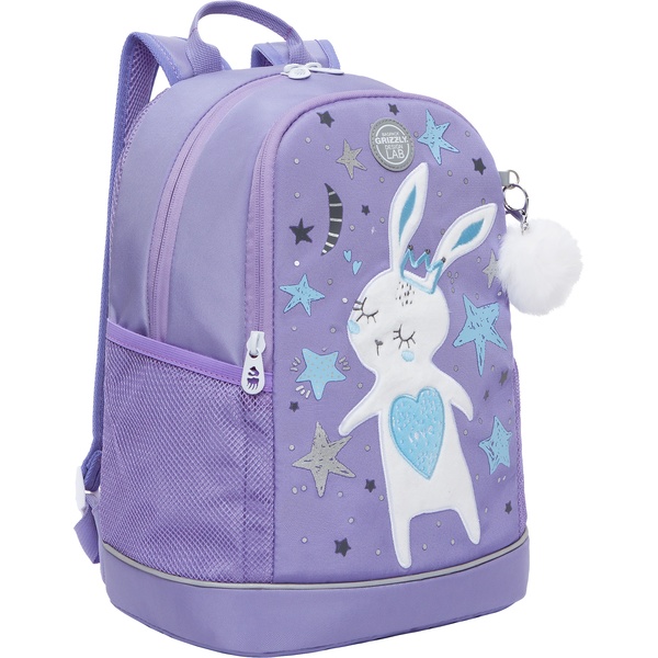 Рюкзак ученический GRIZZLY (Зайчик), 38*28*18 см, 12 л, 490 г, 2 отд, упл. спинка
