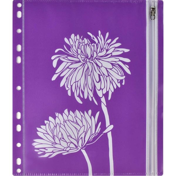 Папка-конверт на zip-молнии, А5, PP, полупрозрачная, перфорированный корешок, ФЕНИКС+ Цветы Акция!