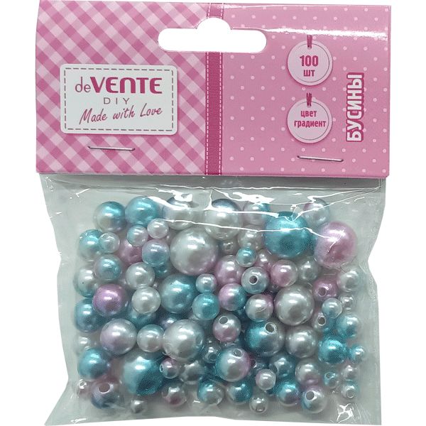 Бусины Ø6-14 мм, 100 шт., пластиковые, перламутровые, цв.: микс, deVENTE Green Forest (Мятно-розовый градиент) Акция!