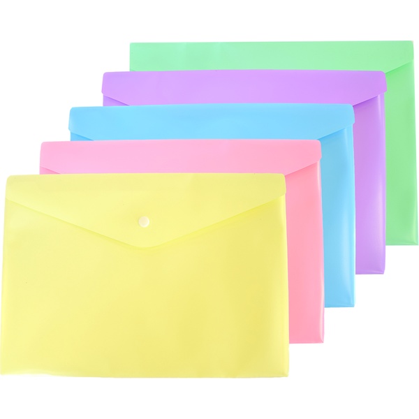 Папка-конверт на кнопке, А4, PP 180 мкм, непрозрачная, deVENTE Pastel_5 дизайнов
