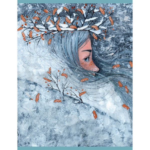 Тетрадь А4, клетка, 48 л., на скобе, 60 г/м², мат. лам., Listoff Девушка-зима