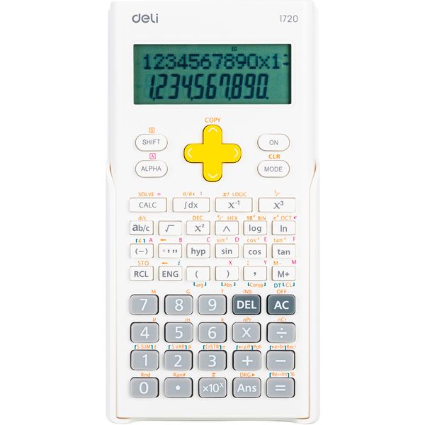 Калькулятор научный Deli E1720-WT, 10+2 р., 300 функц., ЖК, 2 строки, питание: LR44, белый Калькулятор научный Deli E1720-WT, 10+2 р., 300 функц., ЖК, 2 строки, питание: LR44, белый
