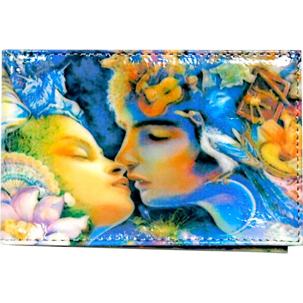 Визитница карманная Grand Поцелуй, на 40 визиток, нат. кожа, отстроч., печать принта Акция!