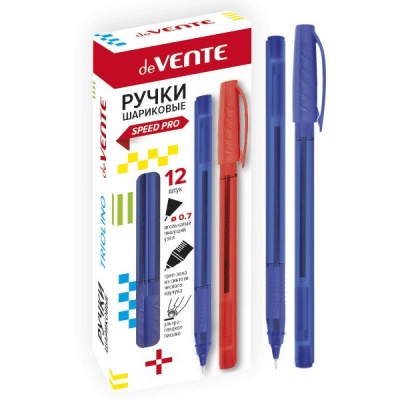 Ручка шариковая синяя, масл. основа 0.7 мм, узел-игла, эрг. грип, deVENTE Triolino Translucent Ручка шариковая синяя, масл. основа 0.7 мм, узел-игла, эрг. грип, deVENTE Triolino Translucent