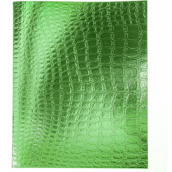 Тетрадь А5, 48 л., клетка, 65 г/м², на скобе, облож. бумвинил, тисн. "croco", Hatber Metallic_зеленая