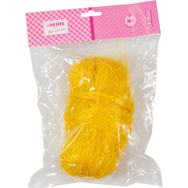 Волокно сизалевое натуральное deVENTE,  50 г, желтое, в п/п*Акция!