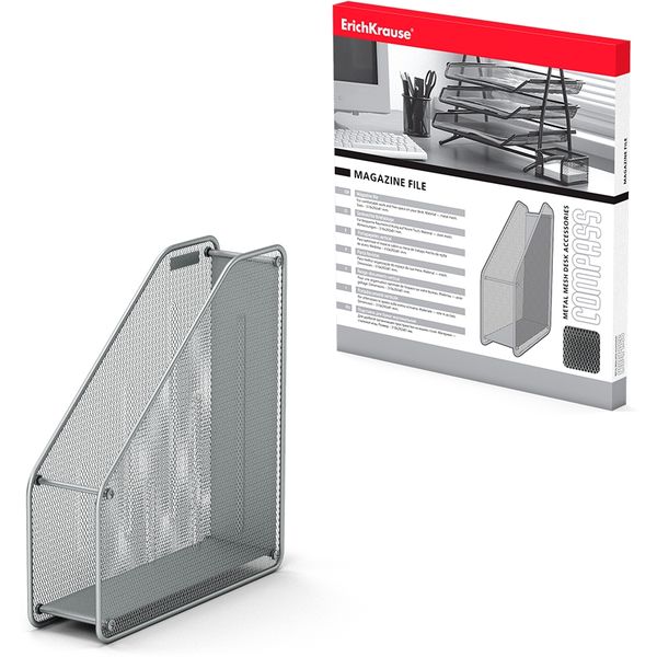 Лоток вертикальный, 1 секция, 80 мм, металлический, сборный, ErichKrause Compass Classic_серебряный Акция!