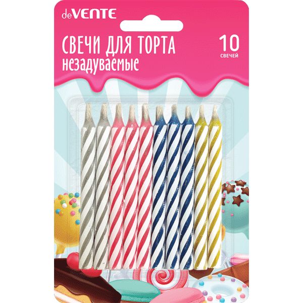 Свечи для торта незадуваемые 10 шт., deVENTE ("карамельки")