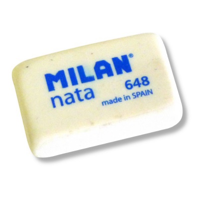 Ластик MILAN Nata 648, полимер, прямоугольный, 31*19*9 мм, белый