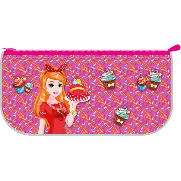 Пенал 1 отд., на молнии, 200*105*65 мм, текстиль ПЧЕЛКА Красотка кондитер Акция!