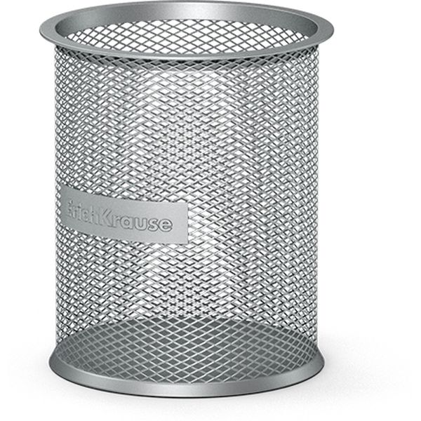 Органайзер для канцелярии (стакан) ErichKrause Compass, металлический, цилиндрический, серебряный