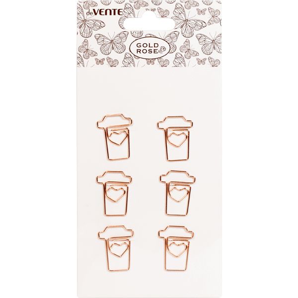 Скрепки 19*30 мм, омедненные, 6 шт., фигурные, к/блистер, deVENTE Gold Rose. Coffee cup Скрепки 19*30 мм, омедненные, 6 шт., фигурные, к/блистер, deVENTE Gold Rose. Coffee cup