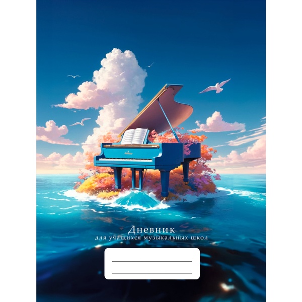 Дневник для музыкальной школы, А5, 48 л., 60 г/м², 7БЦ, мат. лам., выб. лак, Listoff Дизайн 12