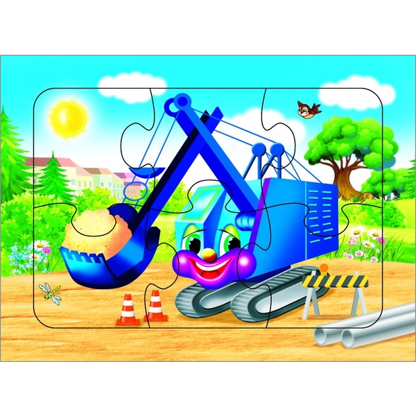 Пазл в рамке 6 элементов, ЛЕДА Экскаватор, 130*180 мм