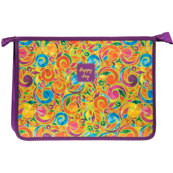 Папка А4 на молнии, 2 отд., PP/картон, непрозр., печ. 2-ст., ArtSpace Яркий