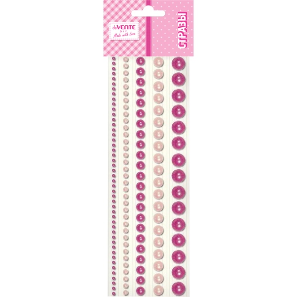 Стразы самоклеящиеся, 115 шт., круглые, 5 р-ров, цв.: розовый сапфир (оттенки), deVENTE DIY_Pearls