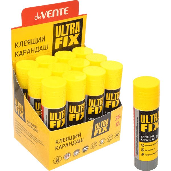 Клей-карандаш 36 г, PVA и PVP основа, вр. фикс. 1-2 мин., deVENTE Ultra Fix Strong