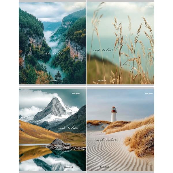 Тетрадь А5, клетка, 96 л., на скобе, 60 г/м² (80%), обл. перевертыш, Prof-Press Виды природы - 7_4 дизайна