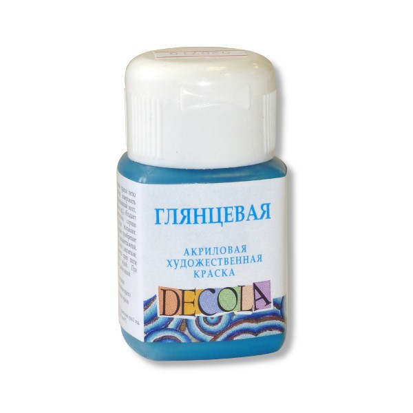 Краска акриловая универсальная DECOLA, глянцевая, бирюзовая, банка 50 мл Акция!