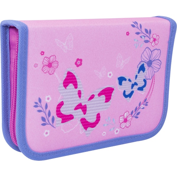 Пенал 1 отд., на молнии, 200*140*40 мм, текстиль, 2 отк. планки, Tiger Family Marshmallow Butterfly  Акция!