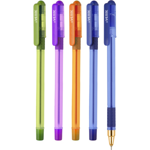 Ручка шариковая синяя, 0.5 мм, эрг. грип, метал. н-к, тон. корп., deVENTE Speed Pro_Mr. Gold_4 дизайна