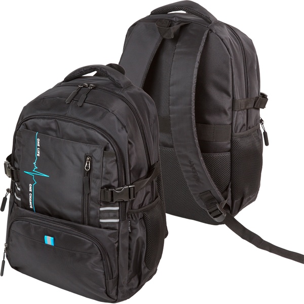 Рюкзак универсальный deVENTE Street Style_черный с синим, 48*31*17 см, 25 л, 700  г, 2 отд., 5 карм