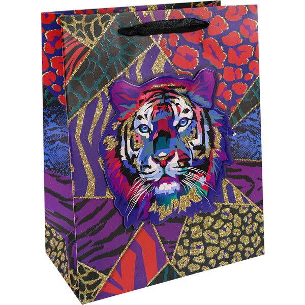 Пакет подарочный, 18*23*10 см, мел. бумага 210 г/м², матов. ламин., Dream cards Тигр Акция!