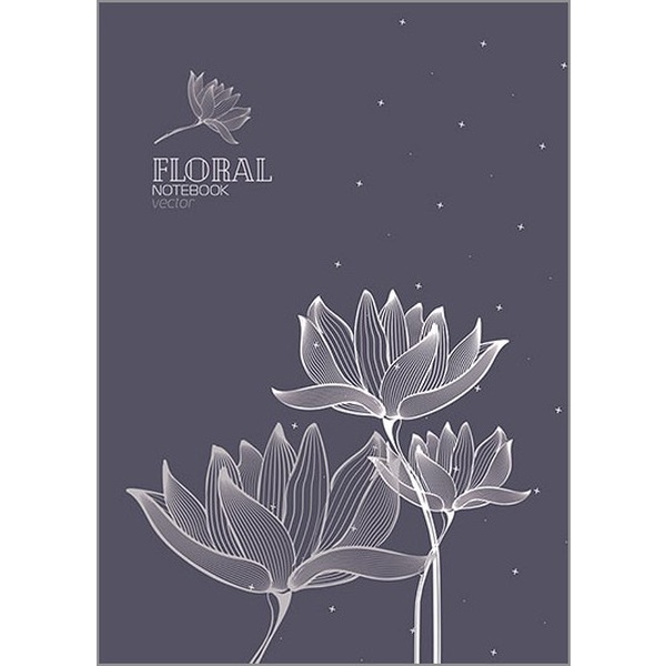 Блокнот на гребне А6, 80 л., клетка, 60 г/м², вд-лак, PLANO Цветы   Акция!