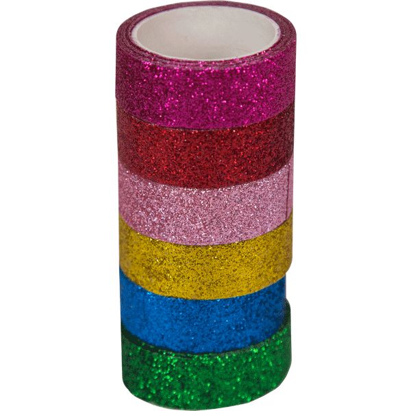 Лента клейкая декоративная 15 мм * 2 м, блестящая, микс 6 цветов, к/втулка, deVENTE Glitter. Bright  Акция!