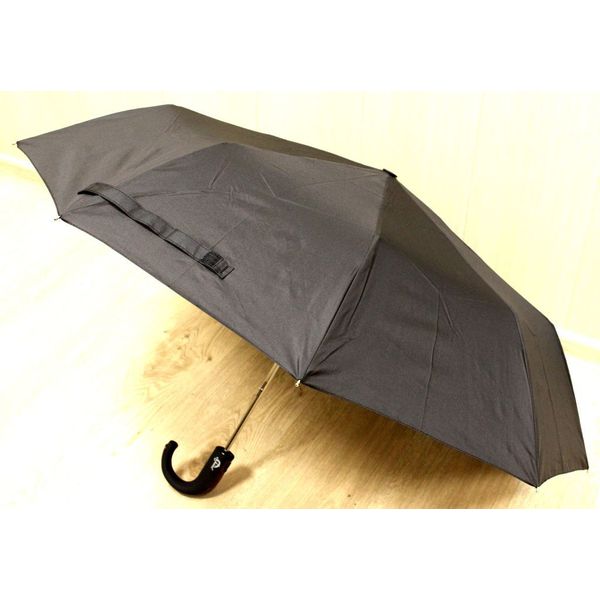 Зонт полуавтомат, Ø90 см, 8 спиц, изогнутая рукоять, полиэстер, МУЖСКОЙ_черный