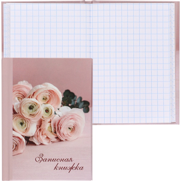 Блокнот в твердом переплете А7, 48 л., клетка, KLERK Ранункулюс, лам. глянцевая