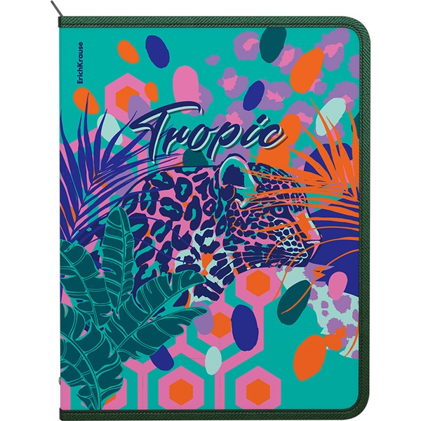 Папка А4+ на молнии (с 3-х сторон), 1 отд., PP 550 мкм, "песок", ErichKrause Tropical