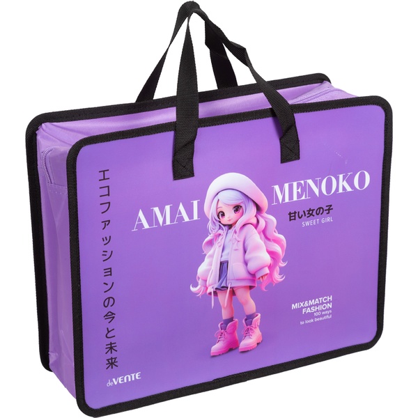 Папка-портфель А4, пластиковая, на молнии, 1 отд., deVENTE Amai Menoko