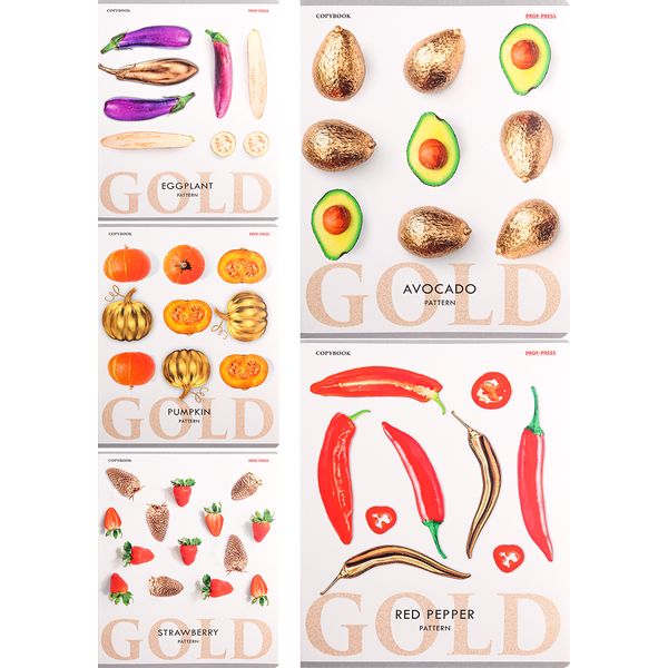 Тетрадь А5, клетка, 48 л., на скобе, 60 г/м², Prof-Press Фрукты и овощи-1_5 дизайнов