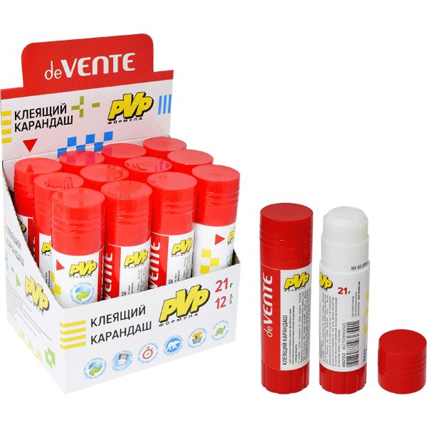 Клей-карандаш 21 г, PVP основа, вр. фикс. 2-3 мин., deVENTE Extra Strong