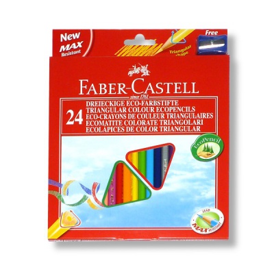 Карандаши цветные 24 шт., деревянные, трехгранные, с точилкой, Faber-Castell (в к/к) Карандаши цветные 24 шт., деревянные, трехгранные, с точилкой, Faber-Castell (в к/к)