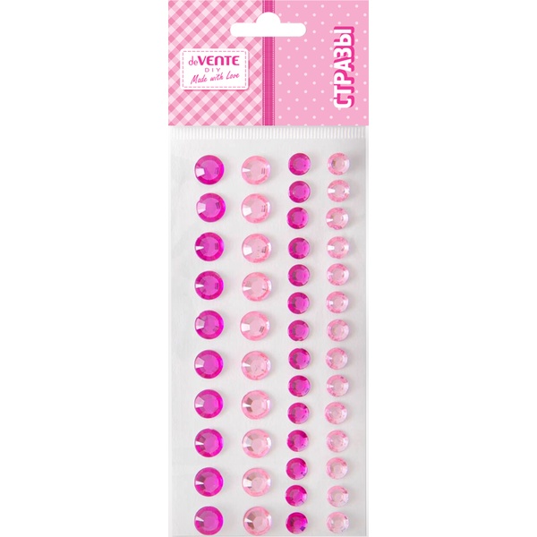 Стразы самоклеящиеся, 48 шт., круглые, Ø 8/6 мм, цв.: оттенки розового, deVENTE DIY Two Tone Rhineston