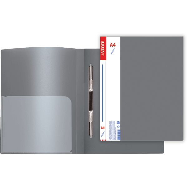 Папка с пружинным скоросшивателем, А4, PP 600 мкм, "песок", торц./вн. карм., deVENTE Daily_серая